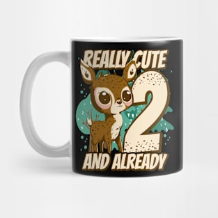 really Cute and already 2 - fawn children birthday Mug